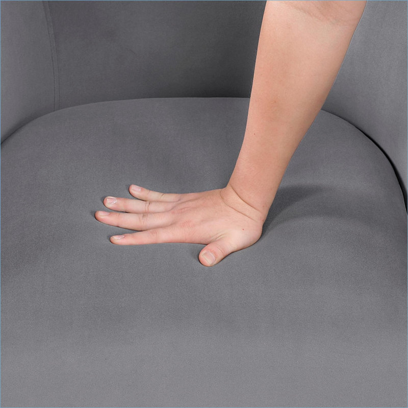 Chaise pivotante en velours de bois massif et contreplaqué gris