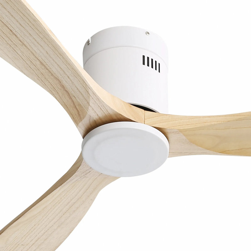 52 pouces ventilateur de plafond naturel 3 pales en bois massif ventilateur silencieux réversible à télécommande moteur à courant continu pour le salon
