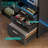 L Shaped Desk With Bookshelf and  Drawer, Corner Desk with LED Lights-812758171