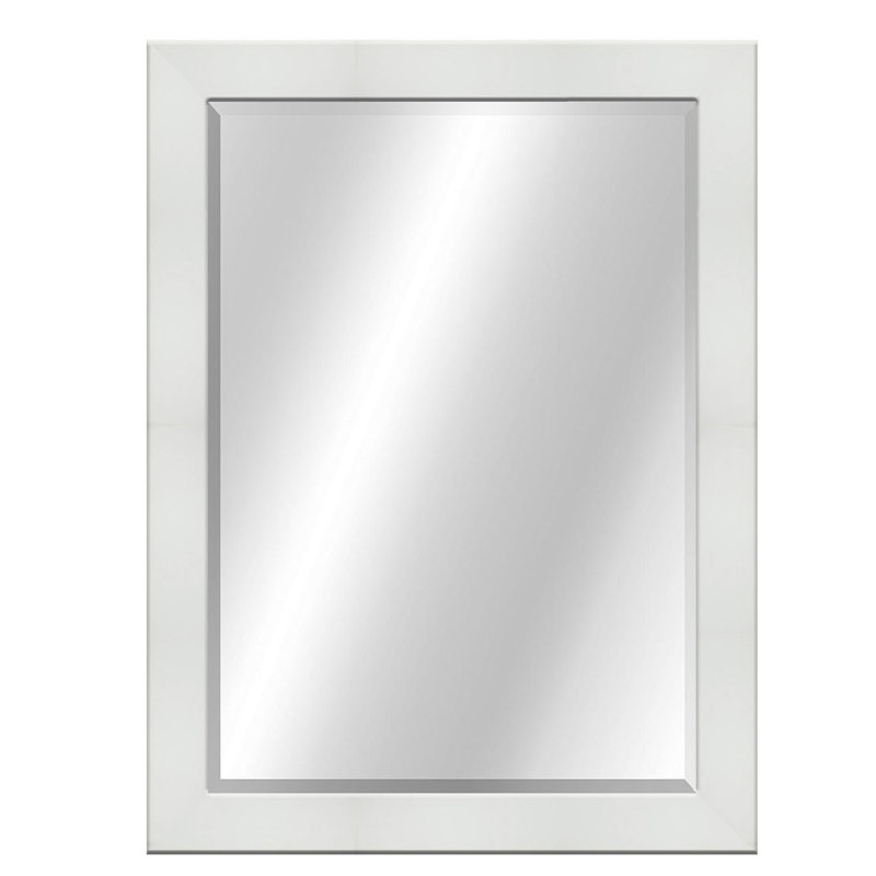 Beveled Wall Mirror, 42" x 30", Matte White