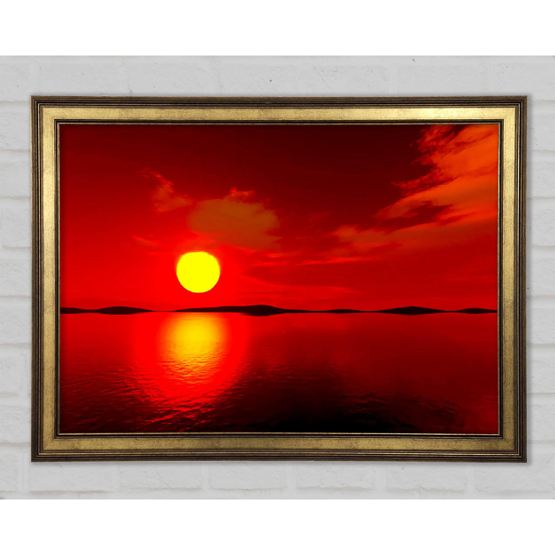 Red Sunblaze Reflexion Gerahmter Druck