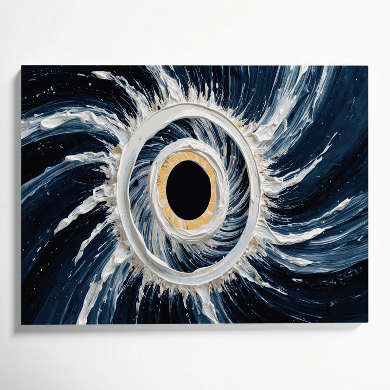 Art mural sur toile gris Space Space Eclipse Corona, H 11 po x l 14 po