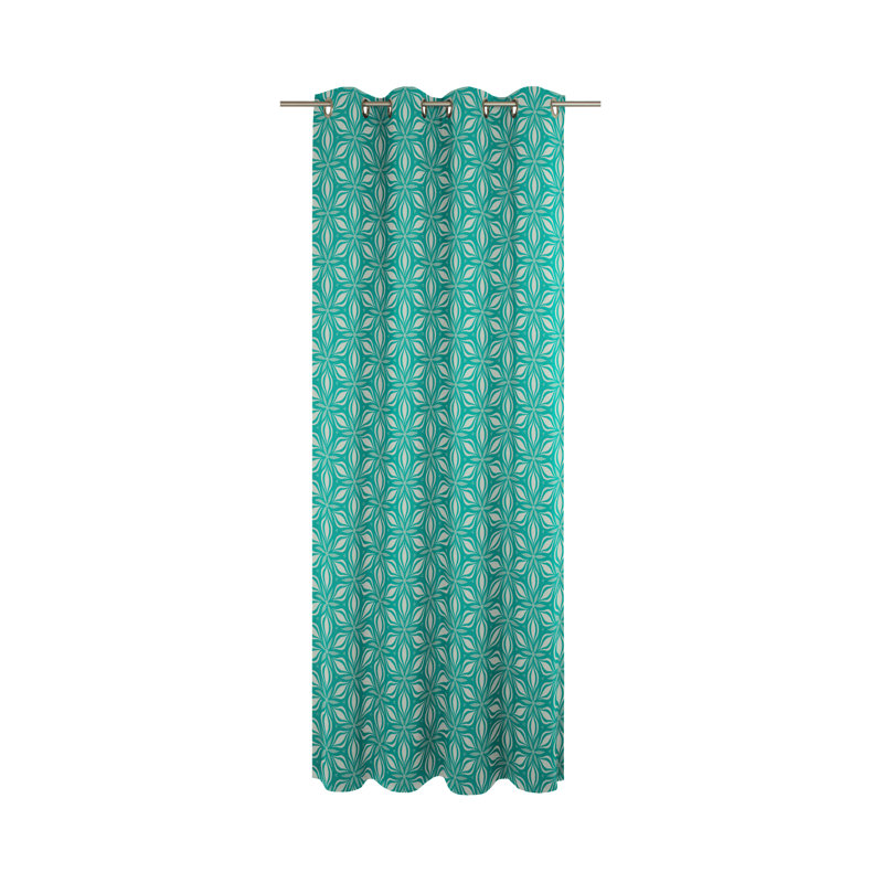 Dellview Retro Floret Eyelet Opaque Curtains, Sea Green/Mint Cream, 145 W x 145 D cm