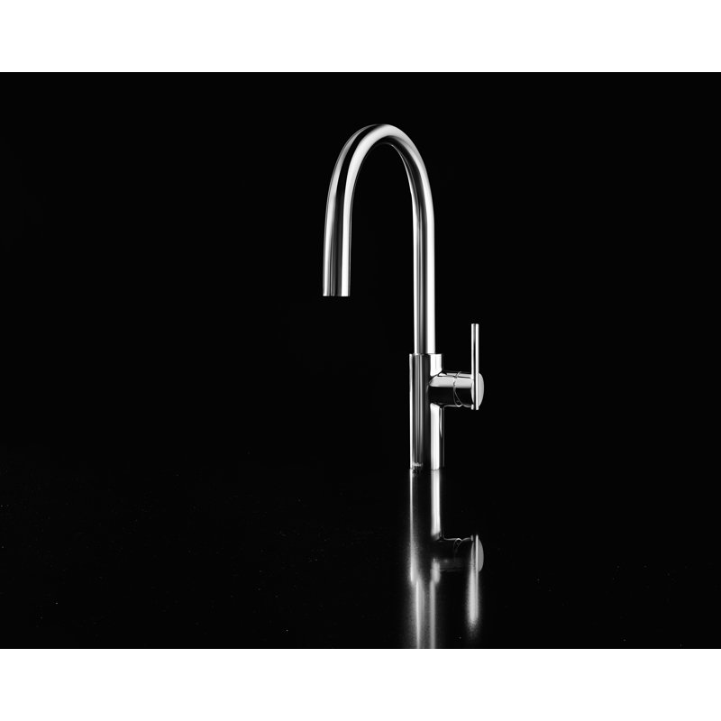 Lateral Pull-Down Kitchen Faucet With C-Spout, Chrome