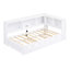 Lit de jour simple avec couchette, armoires de rangement et ports USB, blanc