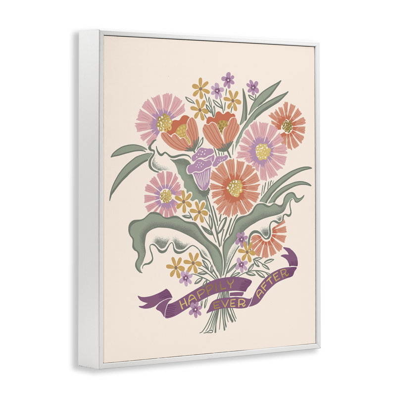 «Happily Ever After Bouquet», estampe numérique, conception de Muffin Grayson, H 30 po x l 24 po, Giclée encadrée noir minuit