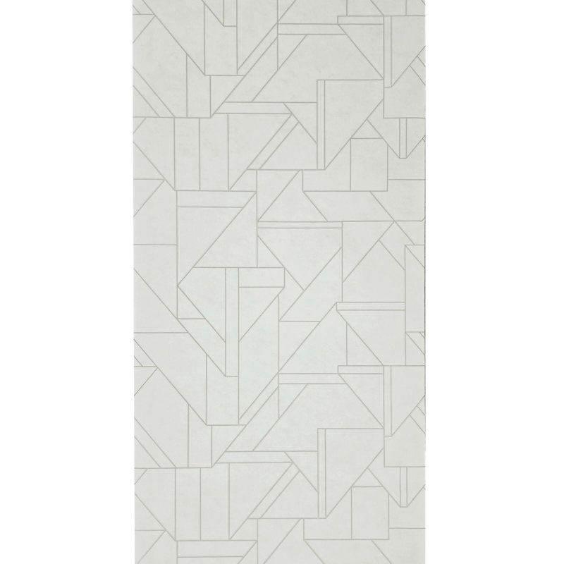 Papier peint texturé géométrique mat blanc cassé avec lignes métalliques
