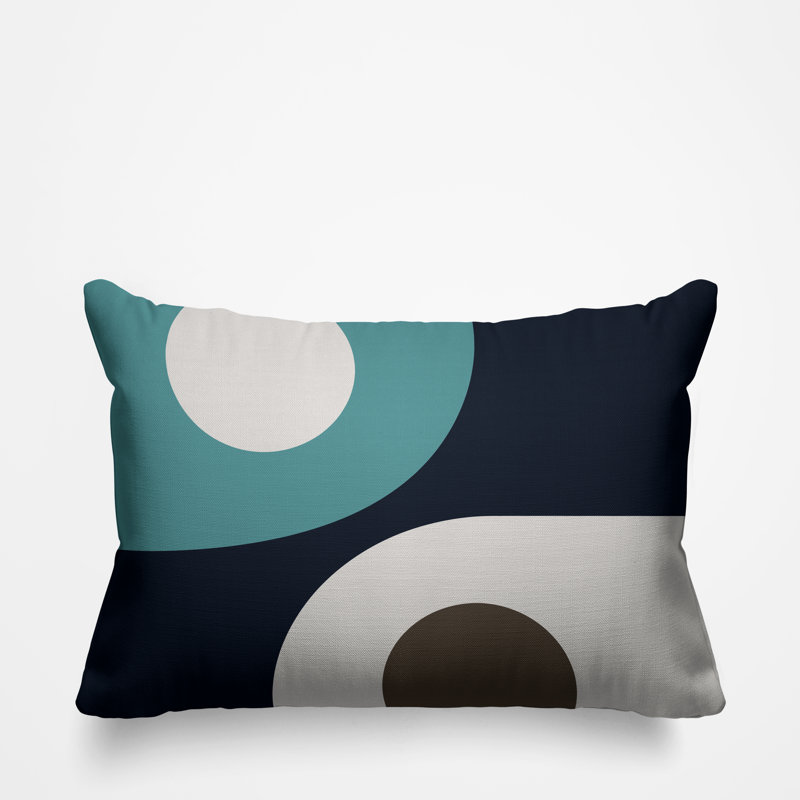 Pitto Abstract Minimalist Indoor/Outdoor Throw Pillow, Sky/Beige/Navy Blue