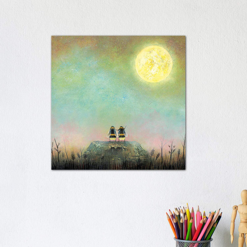 Moon Watchers par Neil Thompson - reproduction d'art, H 18 po x l 18 po x 1,5 po, Toile tendue, Pas de tapis