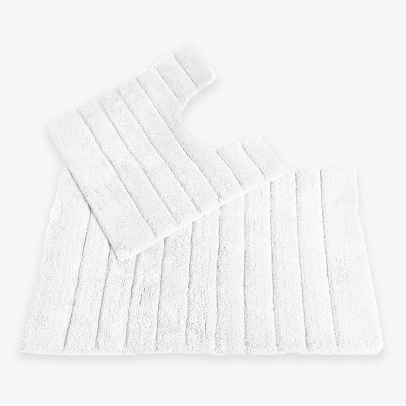 Mullane Ribbed Bathroom Mats Two Piece Set, White