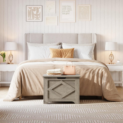 Coffre de rangement en bois avec charnières de sécurité, banc de rangement de ferme, grand coffre à jouets pour la chambre à coucher du salon d'entrée, assemblage facile