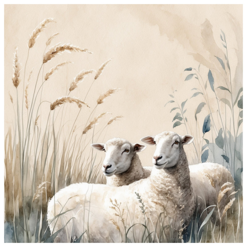 Couvre-lit matelassé Sheep In Wheat Field, Lit simple