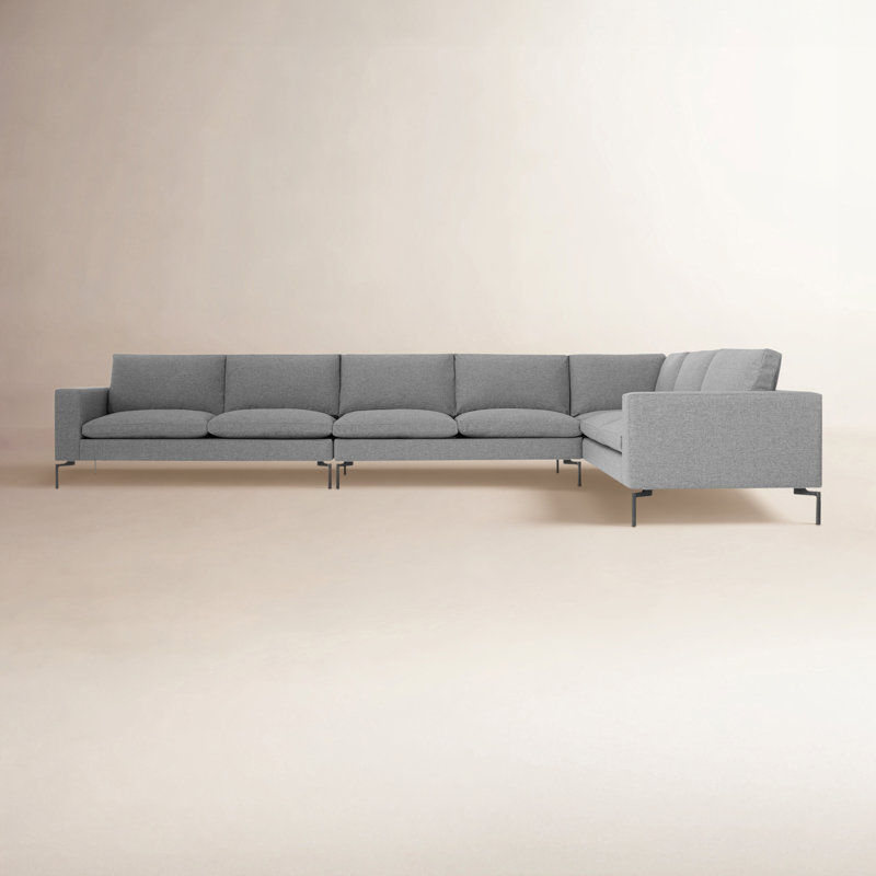 New Standard Sectional, Right Hand Facing, Spitzer Gray Polyester, Black