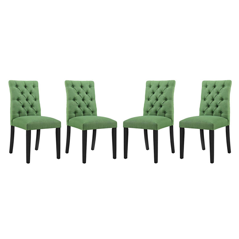 Modway Duchess Button Tufted Fabric Dining Chair, Green, 4