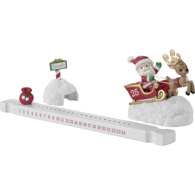 Calendrier de compte à rebours en résine / bois Here Comes Santa Claus