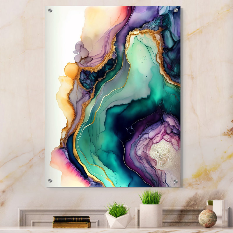Frankel - Art mural acrylique abstrait en marbre, H 40 po x l 30 po