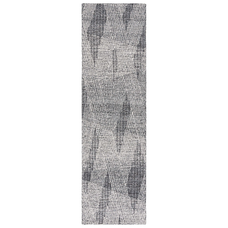 Newgard Hand Tufted Wool Pile Geometric Rug, Runner 2'3" x 8'