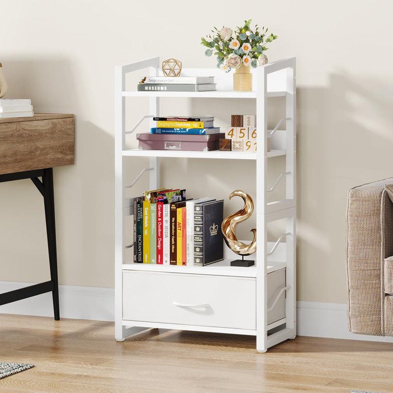 4-Tier Wood Bookcase, Rustic Brown/Black