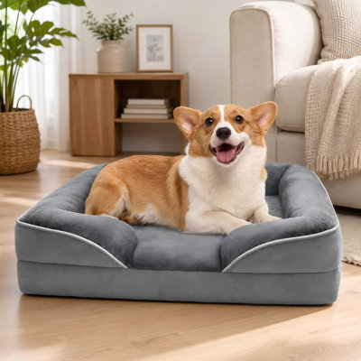 Orthopedic Dog Bed with Bolster Sides and Washable Cover