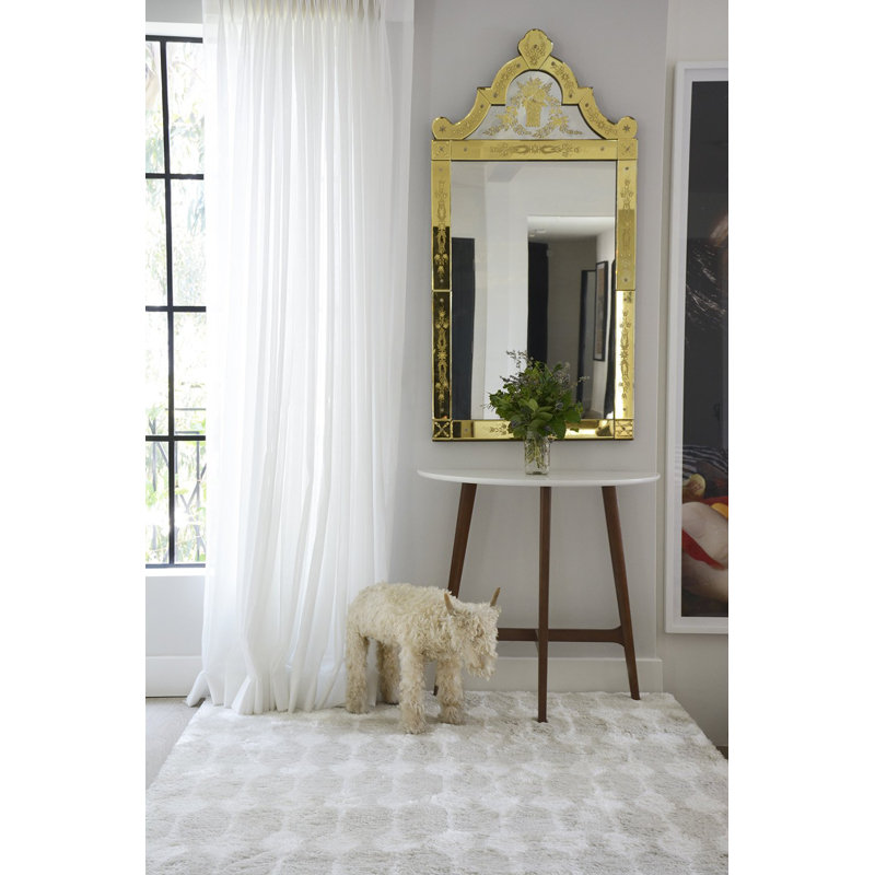 Taupe and White Hand-Tufted Synthetic Shag Rug, 8' x 10'