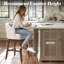 Tabouret de comptoir pivotant en similicuir de 26,4 pi avec pieds en bois massif-949232952-947713050