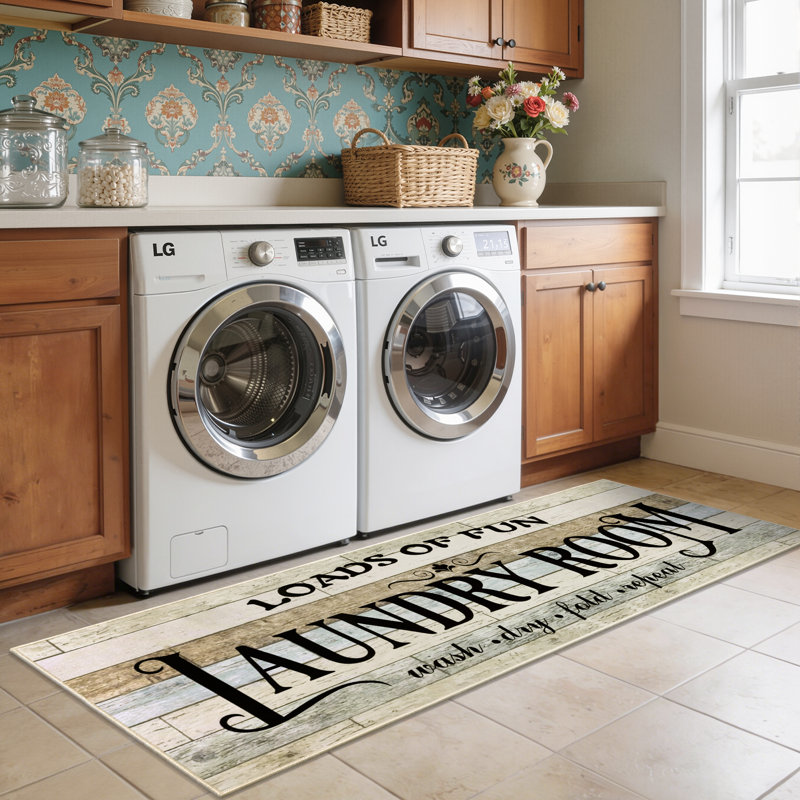 2'x6' Washable Non Slip Kitchen Mat Runner Rug, Beige