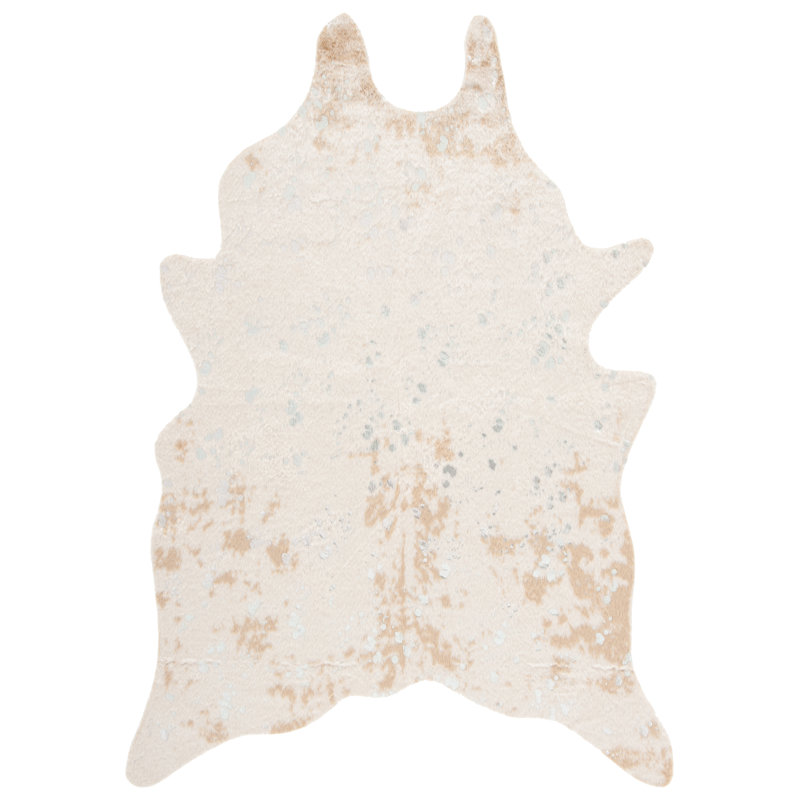 Domilis Faux Cowhide Performance Rug, Rectangle 3' x 5'