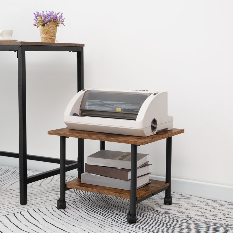 Jovenko 36.5cm H x 48.5cm W Printer Stand with Wheels, Dark Brown/Black