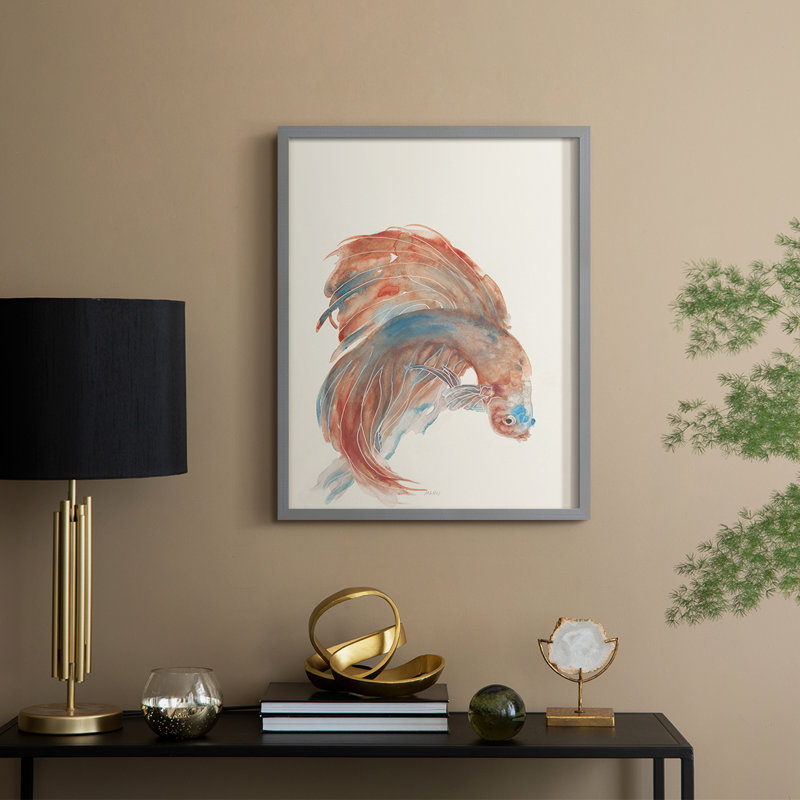 Reproduction encadrée Betta III - bois massif, H 11 po x l 9 po, Gris