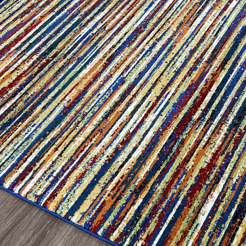 Rainbow Multicolor Striped Area Rug, Rectangle 8' x 10'1"