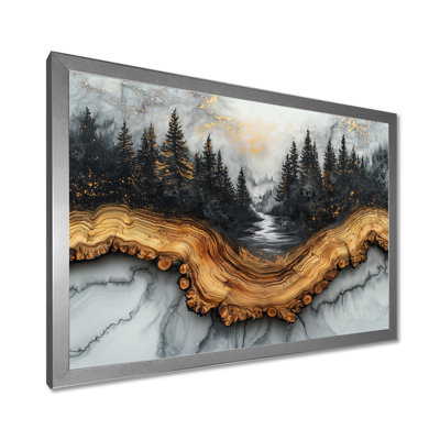 Winter Forest Landscape With Crystal River II - Forest Wall Art Decor