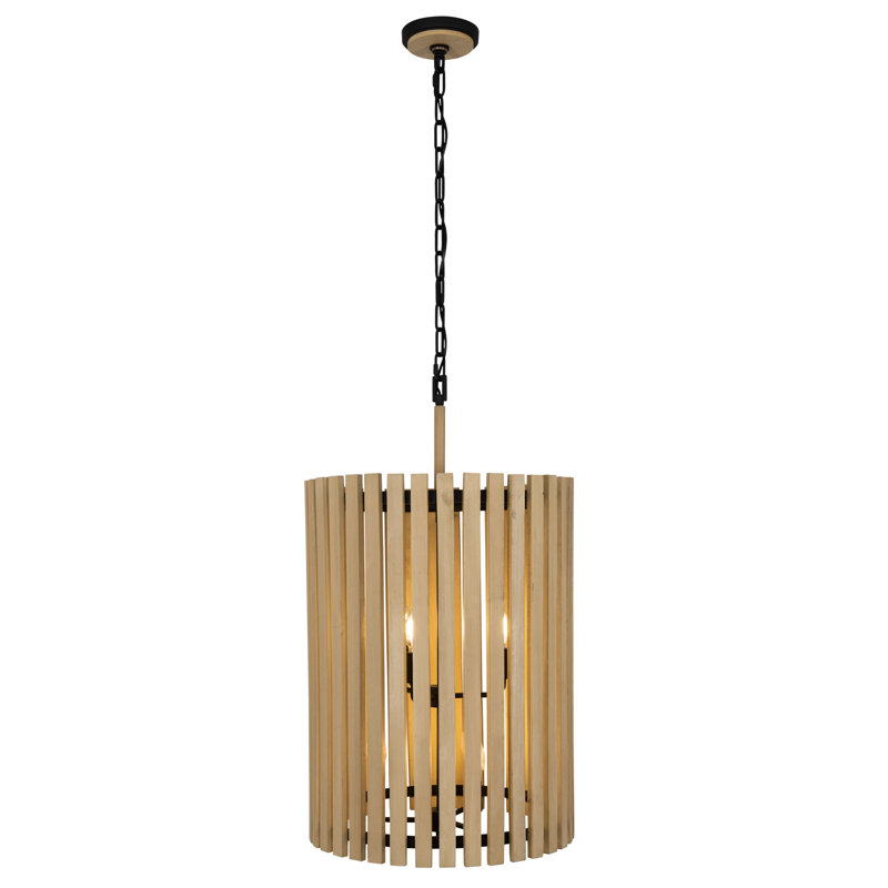 Suratto 6-Light Pendant - Matte Black/Honey Blonde, Matte Black/Medium Walnut