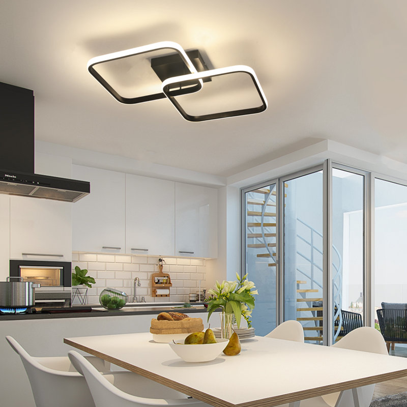  Sleek 2-Light Square Flush Mount, Matte Black