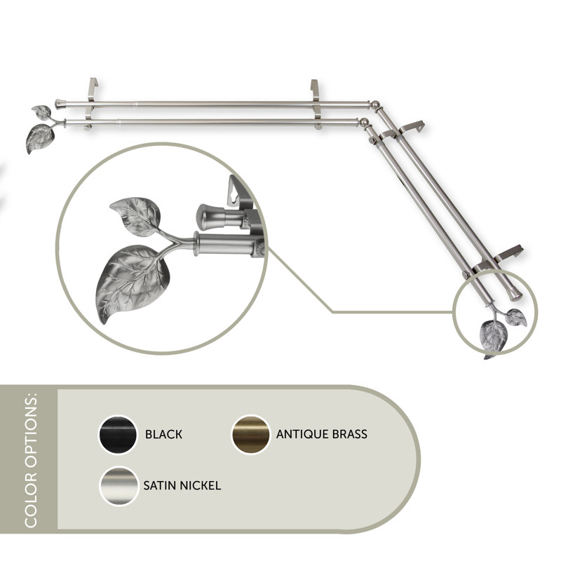 Tringle à rideaux double Sipp, L 66 po x l 120 po, Nickel satiné