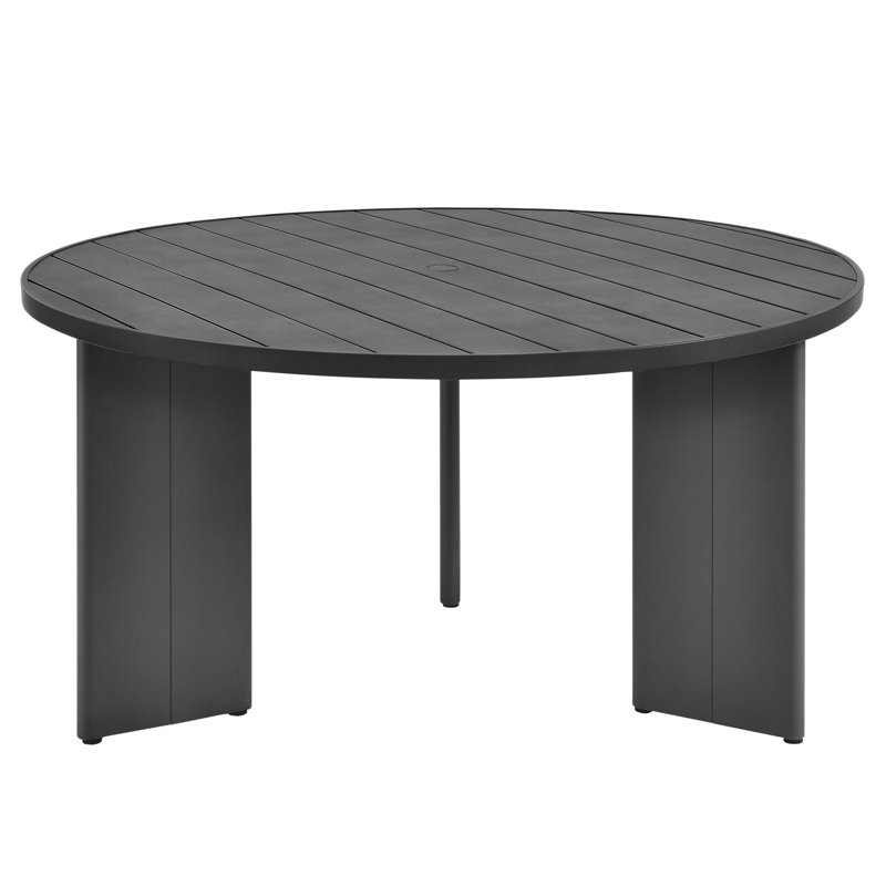 Tahoe Round Outdoor Patio Aluminum Dining Table In Gray