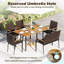 Ensemble repas 6 pièces avec plateau en bois d'acacia, trou de parasol 1,97 po pour terrasse