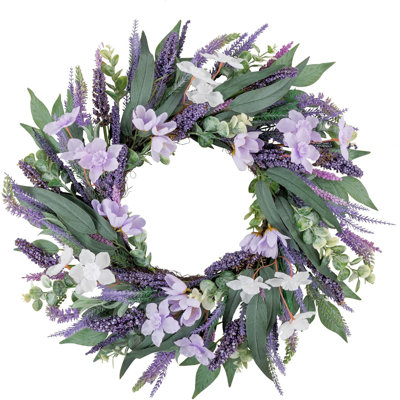 24" Artificial Purple Lavender Wreath