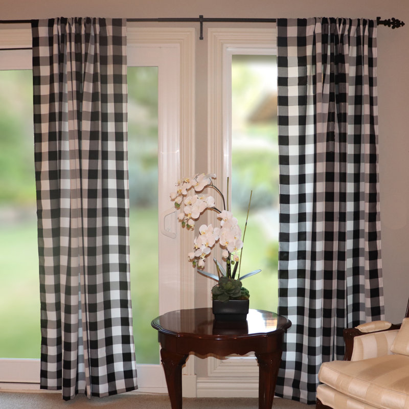 Panneau de rideau simple obscurcissant avec passe-tringle Chestermere, Noir et blanc, l 56 po x L 96 po
