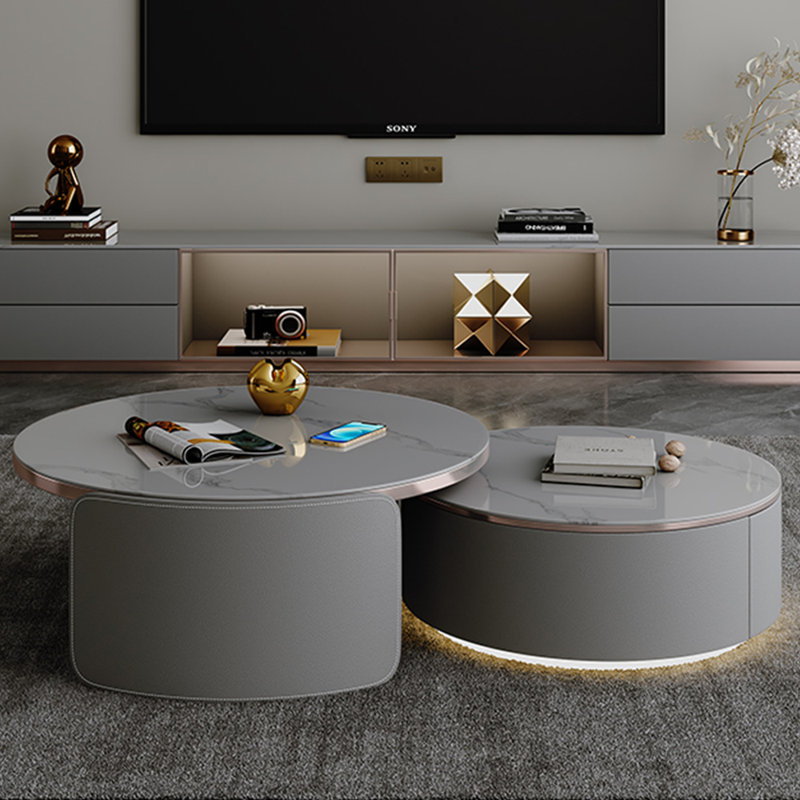 Table basse créative haut de gamme, H 15,75 po x L 62,99 po x l 35,43 po, Gris