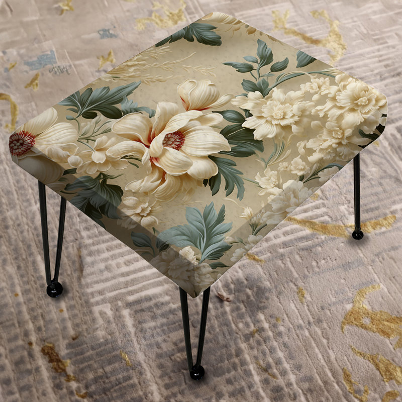 Blue Antique Country House Floral Charm - Floral Rectangle Ottoman