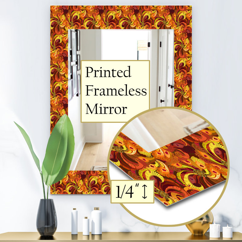 Miroir mural à plumes peacock, H 24 po x l 32 po