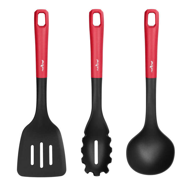NutriChef 3 Utensil Set, Red