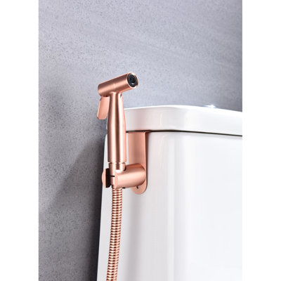 Rose Gold Metal Toilet Bidet - Handheld, Two Spray Modes For Home Cleaning, Rust And Corrosion , Easy Installation Handheld Gold, Build, Modes, Rust, ,