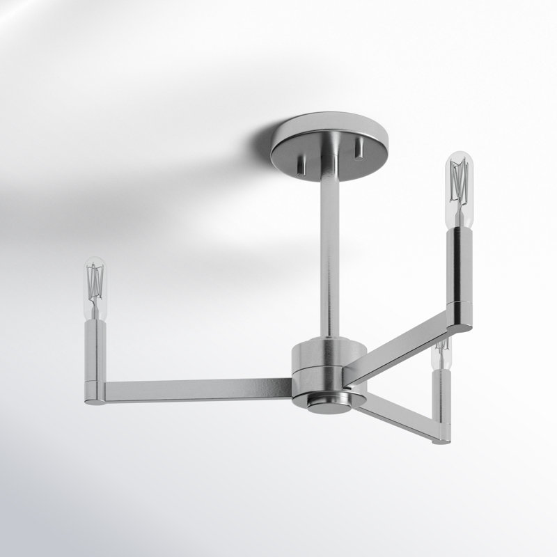 Plafonnier semi-encastré 3 lumières 20 po Patoma, Nickel brossé