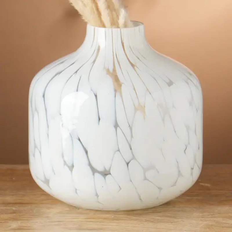Vase | Vase en verre blanc élégant Elegant | Décoration de table élégante pour les maisons contemporaines | 8 po