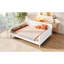 Grand lit de jour rembourré beige, 4 pieds de soutien, revêtement en lin et, sans sommier tapissier, en lin, fonctionnel pour la nuit, requis