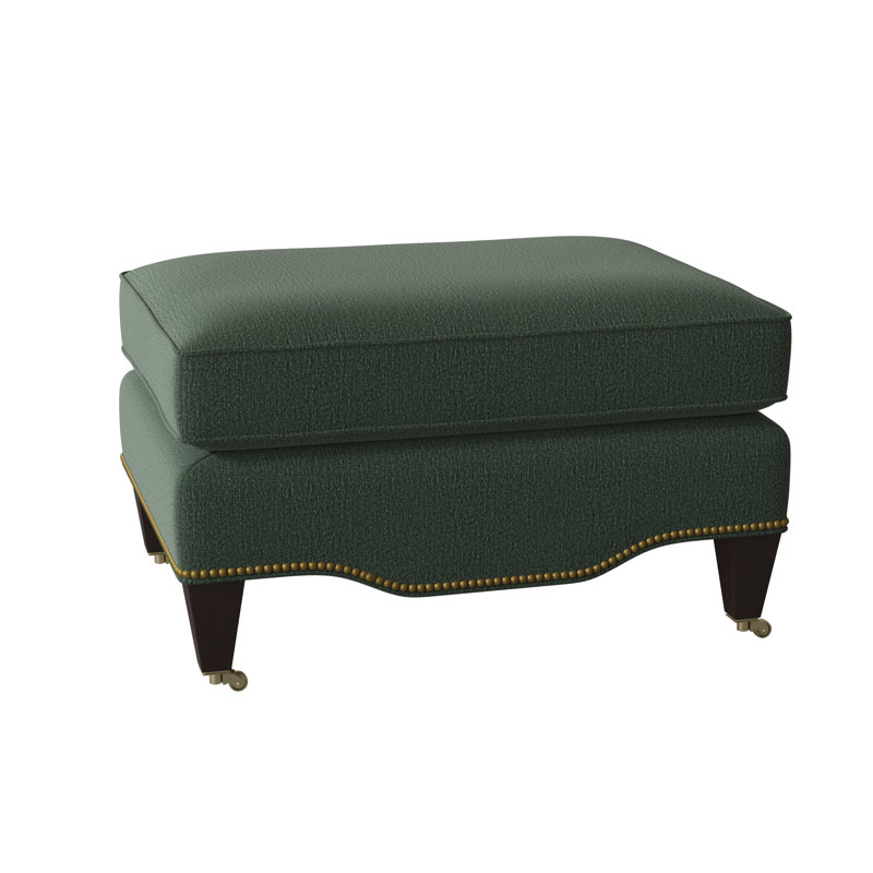 Gideon Ottoman, Stepping Stones Ivory, American Walnut, Antique Brass Small