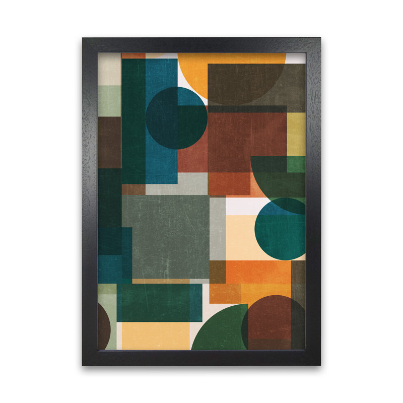 Colourful Abstract Modern - Print, 59cm H x 42cm W x 3cm D, Black Frame
