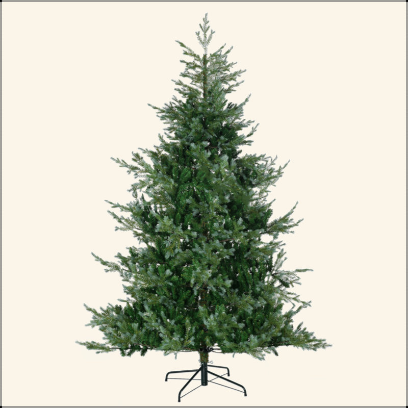 Arbre de Noël artificiel 7,5 pi avec 1288 branches, ouverture automatique, base en acier, forme large, branches faciles à façonner