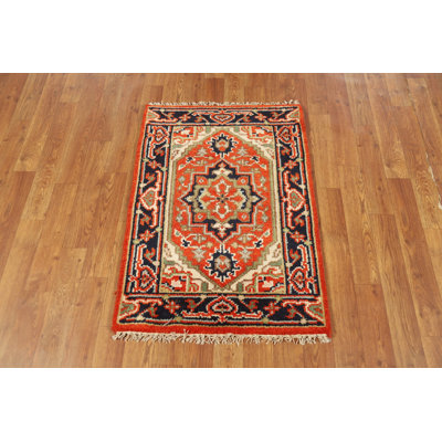 Tapis traditionnel indien orange en laine orange 2x3